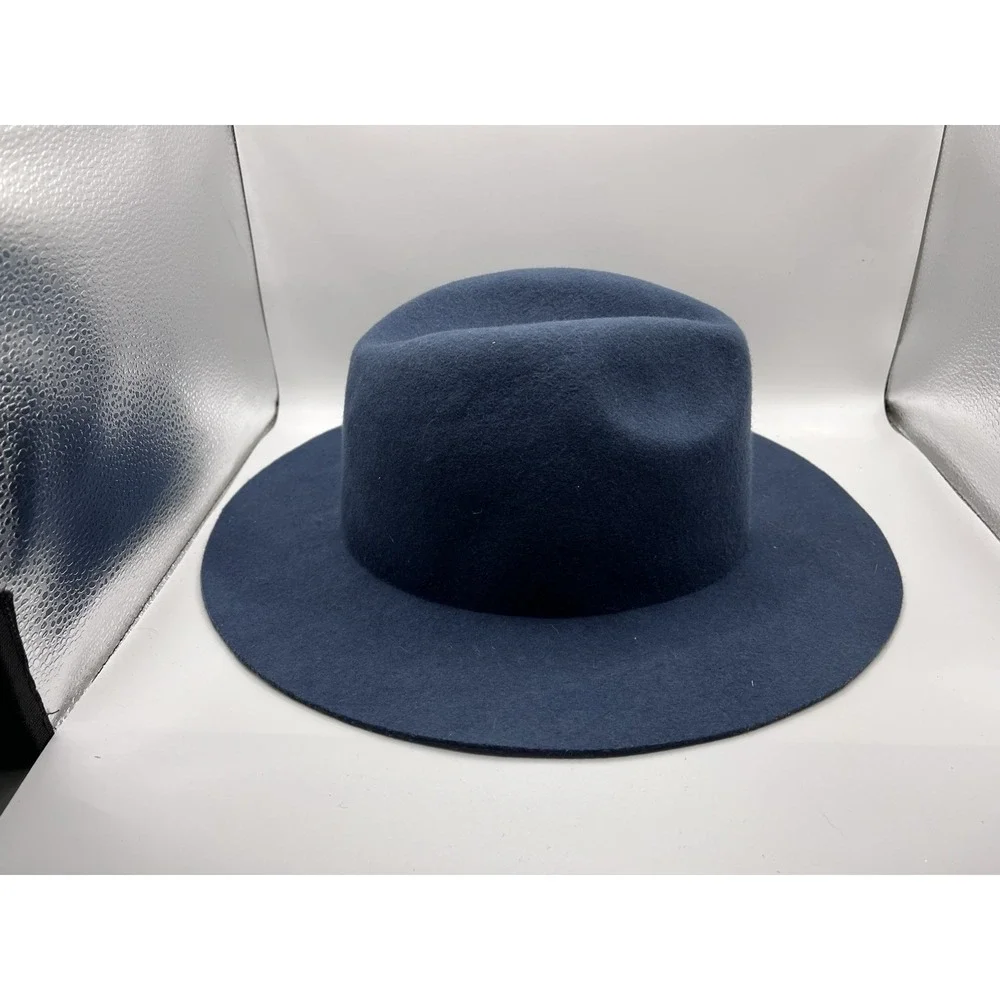 Rhythm‎ Navy Blue Wide Brim Fedora 100 Percent Wool Hat OSFA